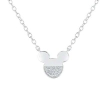 0.08CT Round Simulated Diamond 14K White Gold Finish Mouse Pendant Necklace - £130.75 GBP