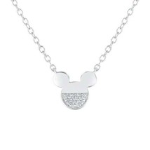 0.08CT Round Simulated Diamond 14K White Gold Finish Mouse Pendant Necklace - £131.48 GBP