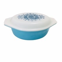 Vintage Pyrex Turquoise Blue 1 1/2 Qt Oval (043) Casserole Dish w/Lid-943C13 - £68.30 GBP