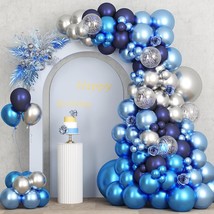 87Pcs Metallic Blue Silver Balloon Garland Arch Kit, 18 12 10 5 Inch Blue Silver - £13.66 GBP