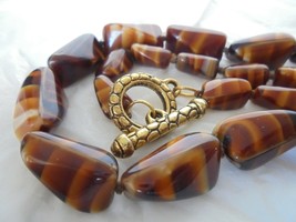 LONG NECKLACE tiger eye stone Original in gift box - £23.37 GBP