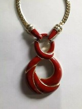 Vintage Red Enamel Swarovski Necklace - £53.97 GBP