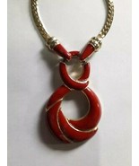 Vintage Red Enamel Swarovski Necklace - £53.40 GBP