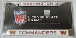 NFL Washington Commanders Chrome License Plate Frame Thin Maroon Letters by Rico - £14.93 GBP