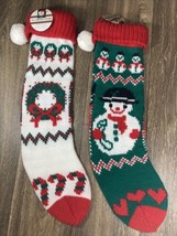 Vintage Kurt Adler Knit Christmas Stockings Taiwan 1989 Set of 2 - £17.63 GBP