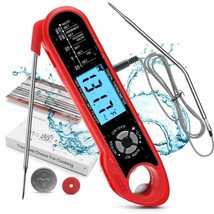 Instant Read Food Thermometer, 2-in-1 Waterproof Digital Meat Thermometer - £12.90 GBP