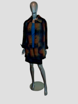 Pendleton Coat Womens Medium XL Wool Topper Plaid Flip Up Cuffs Olive Navy NWT - £84.76 GBP