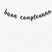 Sparkling Nero BUON Compleanno Paper Banner-Italian Happy Birthday Bunti... - £21.36 GBP