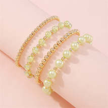 Green Pearl &amp; Acrylic 18K Gold-Plated Beaded Stretch Bracelet Set - £12.08 GBP