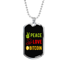 Peace Love    Necklace Stainless Steel or 18k Gold Dog Tag 24" Cha - £37.71 GBP+