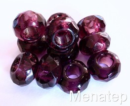 6(Six)  8x14mm Large Hole Rondelle Beads: Transparent Amethyst - £1.85 GBP