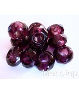 6(Six)  8x14mm Large Hole Rondelle Beads: Transparent Amethyst - $43.24 MXN