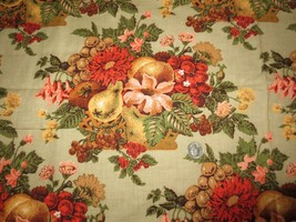 3322. Floral &amp; Fruit Bouquets Home Decor, Craft Cotton Fabric - 54&quot; X 1-5/8 Yds - £8.01 GBP