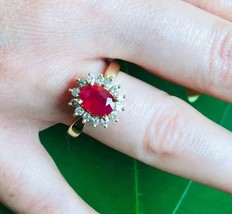 RaRe EFFY 14k natural ruby Diamond halo serial number numbered designer ring - £3,466.02 GBP