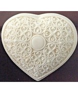 Off White 3” Heart Dish Porcelain Bisque Trinket Ring Box - £14.81 GBP
