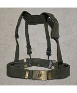 VTG USMC M1956 Horizontal Weave LBE OD Web Belt Size L Suspenders Brass ... - $4,305.77 MXN