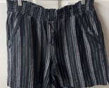 Briggs Womens Size L Black  White Elastic Waist with Tie  Linen Shorts P... - $11.05