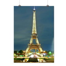 Night Eiffel Tower Paris France Night Matte/Glossy Poster A0 A1 A2 A3 A4 | Wellc - £6.15 GBP+