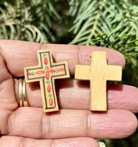 2 pièces pendentif croix en bois, serrurier en bois Jésus-Christ fait ma... - $12.98