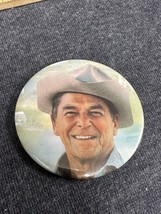 Collectible Pin Button: Ronald Reagan Head Shot Cowboy Hat VTG Campaign Pinback - £4.71 GBP