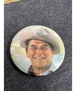 Collectible Pin Button: Ronald Reagan Head Shot Cowboy Hat VTG Campaign ... - £4.61 GBP