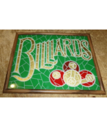 8&quot;x 10&quot; framed billiards glass + metal sign in good shape used - $15.83