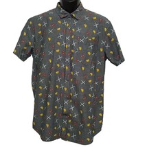 Marvel Mad Engine Men&#39;s Deadpool Shirt L Gray Taco Katana Sword Button F... - $15.80