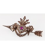 10k Gold Custom Antique Heart Arrow Brooch w/ Diamonds and Rubies - $25,648.47