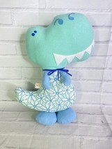 Handmade Boutique Dinosaur Floral Blue Green Plush Doll Stuffed Animal Toy - $34.64