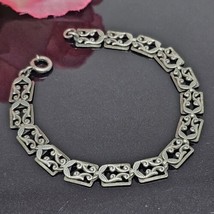 VTG 925 Sterling Silver Unsigned DANECRAFT Filigree Openwork Panel Bracelet - £35.35 GBP