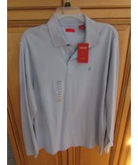 Izod Luxury Sport Polo Light Blue Long Sleeve Sz Medium Soft New Tags - £18.47 GBP