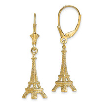 14K 3-D Eiffel Tower Leverback Earrings TF1798 - £324.45 GBP