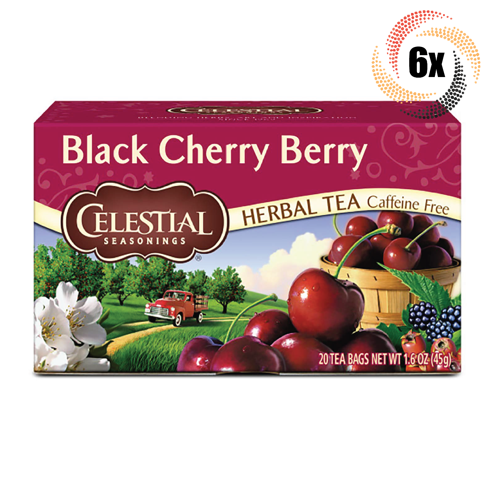 Primary image for 6x Boxes Celestial Seasoning Black Cherry Berry Herbal Tea | 20 Bag Each | 1.6oz