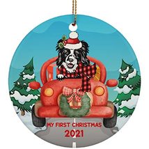 hdhshop24 My First Christmas 2021 Border Collie Dog Ornament Gift Pine Tree Deco - £15.78 GBP