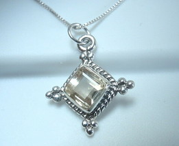 Small Faceted Citrine 4-Pointed 925 Sterling Silver Pendant b46s make offer - £11.23 GBP