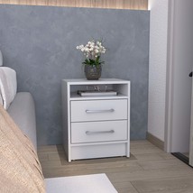 Modern Nightstand w/ 2 Drawers &amp; Shelf - White - $223.99