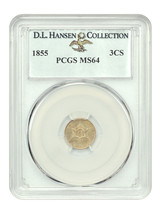 1855 3CS PCGS MS64 ex: D.L. Hansen - £2,615.26 GBP