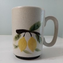 Yellow Lemons Lot Of 2 Vtg Hand Painted Coffee Tea Mug Cup Fruit Retro Kitchen - £7.84 GBP