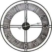 Grey Large 24&quot; Oversized Distressed Finish Style Wall Clock, Modern Rust... - $61.27