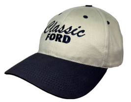 Classic Ford Hat Cap Cotton Beige and Blue Car Dealership Adjustable Size - £11.81 GBP