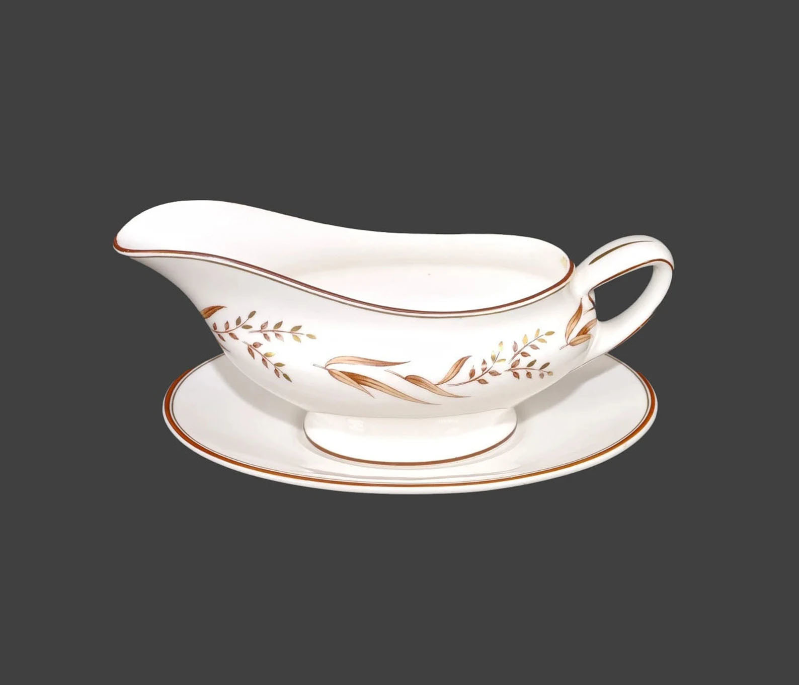 Royal Doulton Autumn Breezes H4932 gravy boat with under-plate made in England. - $106.25