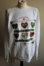 Vtg 90s Cal Cru L Classique Hearts Romantic Notions White Air Waves Sweatshirt - £35.48 GBP