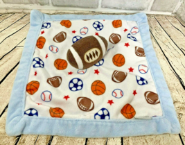 Carters football sports balls white blue small plush security blanket lovey - $9.89