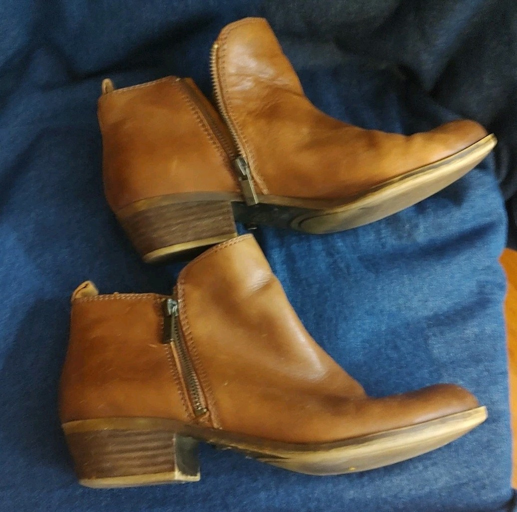 Lucky Brand Womens Size 9 M Brown Leather Double Zip Ankle Booties Shoes - $19.03