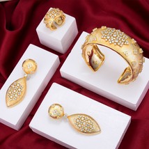 Luxury DUBAI Statement Earrings Bangle Ring Jewelry Sets for Noble Women Bridal  - £124.51 GBP