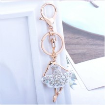 Fashion crystal keychain dancing lady key ring bag pendant charm jewelry - $12.99