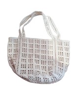 Chic Hand-Knitted White Crochet Bag | Macrame Cotton Yarn Crossbody Tote... - $47.82