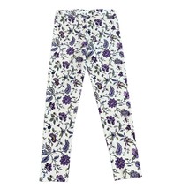Janie and Jack Girls 7 Floral Print Ponte Pants White &amp; Purple Stretchy ... - $23.04