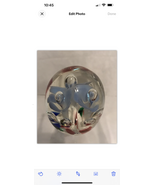 Vintage Glass Paperweight Controlled Bubble Blue Floral Design - $26.00