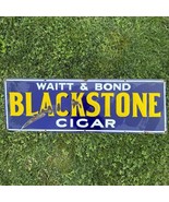 Blackstone Cigar Antique Porcelain Sign 1930s Embossed Sign Waitt &amp; Bond - $1,086.66 CAD